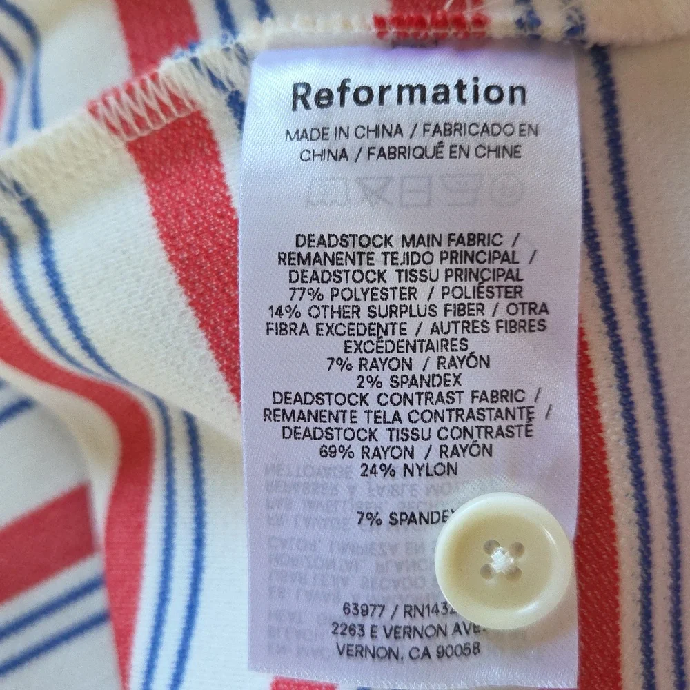 Reformation Red, White, Blue 'Anna' Cropped Rugby Top - Size M - Picture 9 of 10